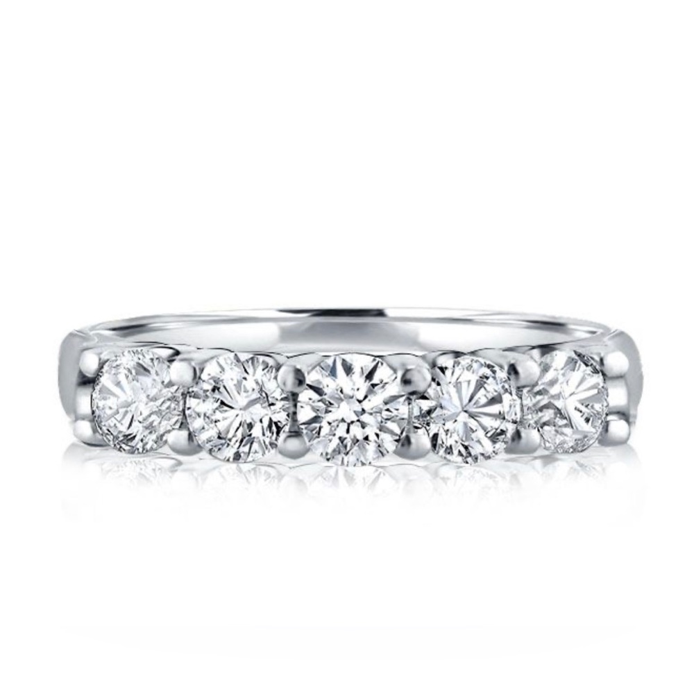 Five Stone Half Eternity Wedding Band 925 Sterling Silver